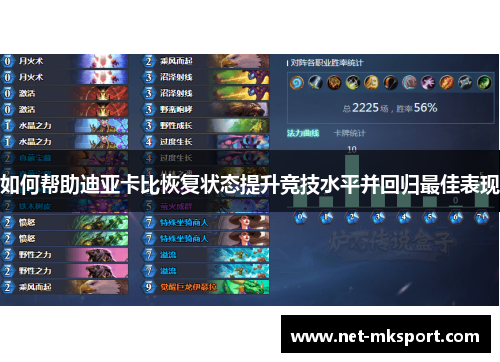 如何帮助迪亚卡比恢复状态提升竞技水平并回归最佳表现